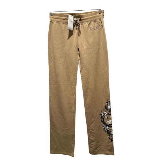 BCBG Pants - BCBG Y2K Tattoo graphic low rise women's tan wide leg sweatpants size M NWT